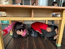 地震時躲在堅固的桌下